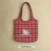 多嘴驴Donkey红色托特包女款 可爱百搭帆布包大容量通勤手提单肩包