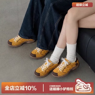 情侣小众运动鞋 多嘴驴Donkey黄色德训鞋 女春季 好看板鞋 休闲阿甘鞋