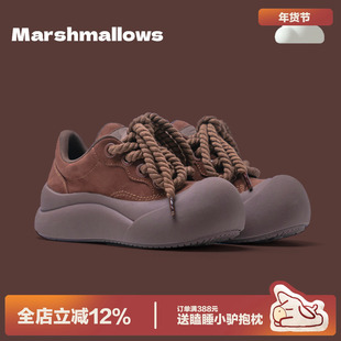 多嘴驴Donkey厚底丑萌鞋女款可爱板鞋秋季鞋子增高圆头棕色大头鞋