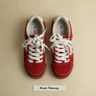 多嘴驴Donkey原创小众板鞋女小个子红色厚底帆布面包鞋增高休闲鞋