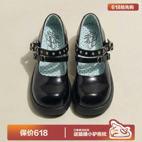 多嘴驴Donkey黑色厚底玛丽珍鞋女