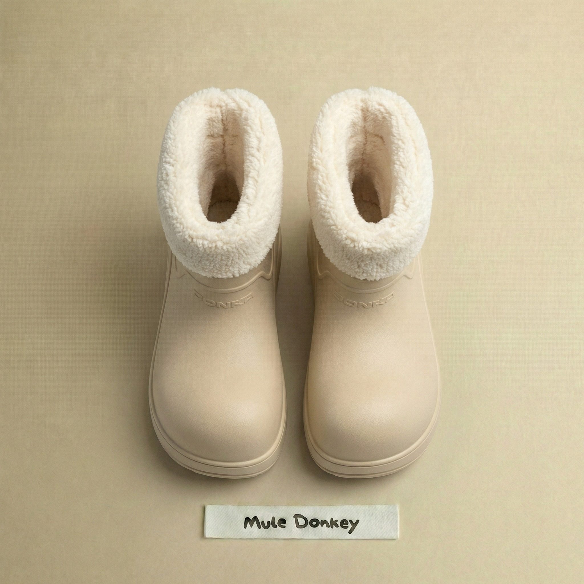 多嘴驴Donkey加绒保暖小丑鞋女冬季厚底雪地靴防水防滑雨靴子棉鞋