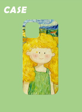 原创插画手机壳欧洲田园风女孩油画风格适用苹果17promax轻薄iPhone16151413plusxsmax韩国二合一菲林华为