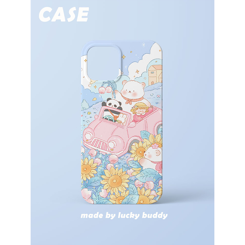 第2件半价/原创插画手机壳欢乐行适用于苹果15promaxiPhone14plus13mini韩国二合一菲林亚克力磁吸华为