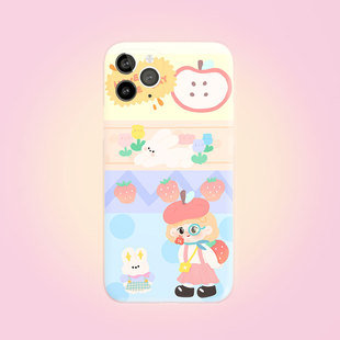 第2件半价/手机壳粉蓝色徒步可爱女孩适用于苹果15promaxiPhone14plus13mini韩国二合一菲林亚克力磁吸华为
