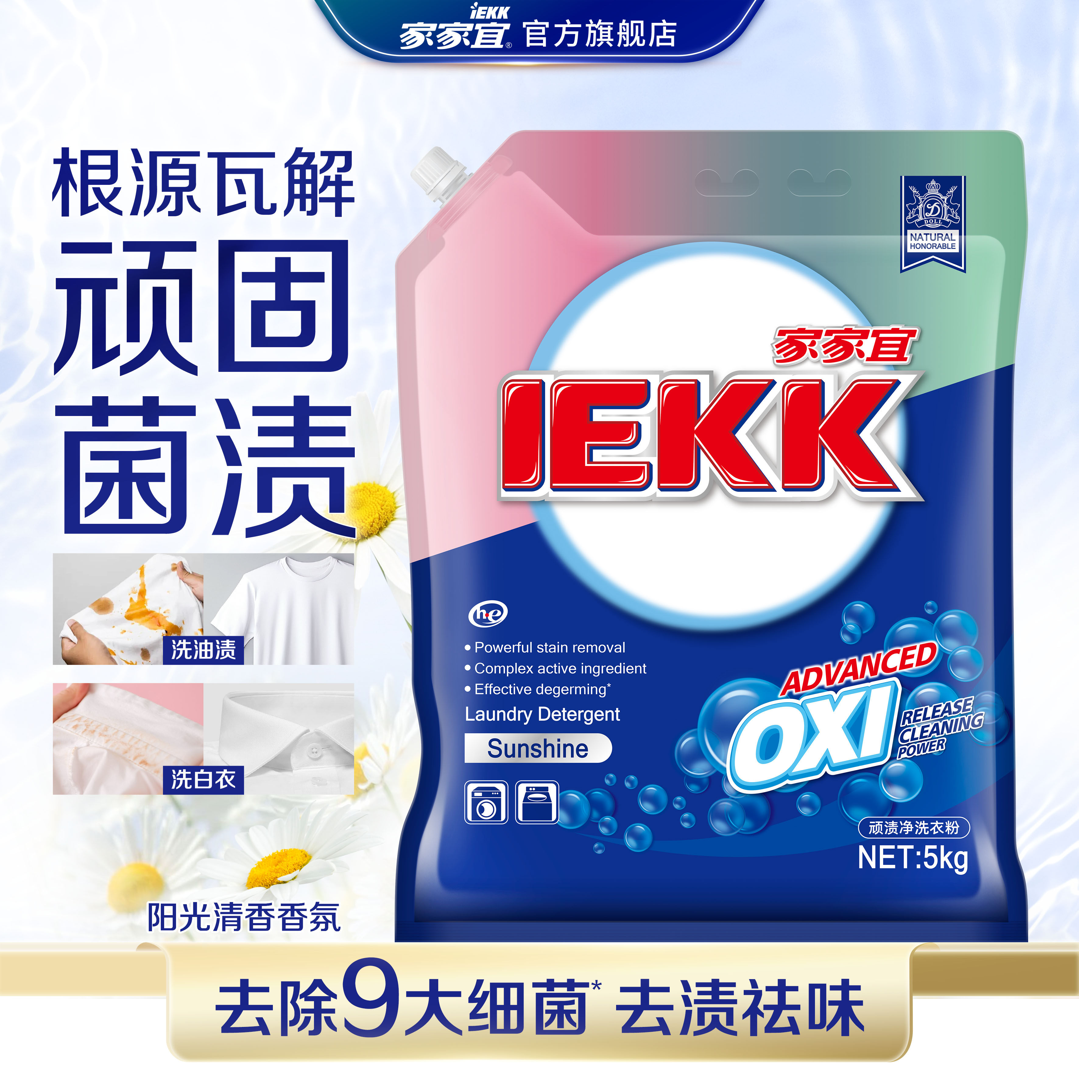家家宜  阳光清香氛洗衣粉5kg/3kg大包深层去渍持久留香带嘴防潮