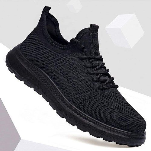 透气软底防滑上班工作纯黑男鞋子