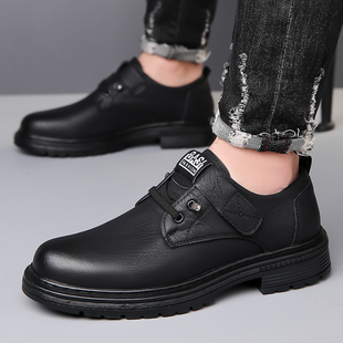耐磨工装 厚底防滑防水工作鞋 鞋 酒店厨房男鞋 春季 黑鞋 透气英伦皮鞋