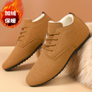 冬季棉鞋加绒保暖软底青年潮鞋豆豆鞋社会小伙精神百搭复古男鞋子