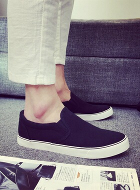 春季透气简约帆布鞋透气防臭软底布鞋青年潮流百搭套脚轻便454647