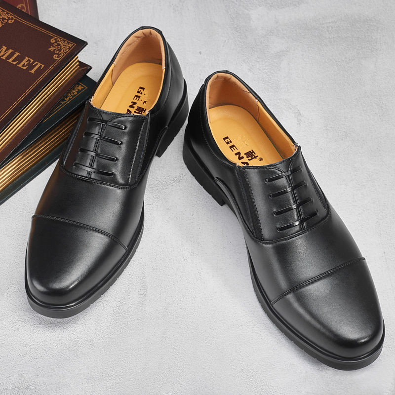 SOFT SOLES SOFT LEATHER SLEEVES LACE-FREE BRITISH BUSINESS FORMAL LEATHER SHOES ROUND TOE BREATHABLE KOREAN CASUAL MENS SHOES