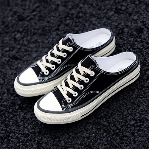 无后跟一脚蹬懒人休闲潮鞋帆布鞋