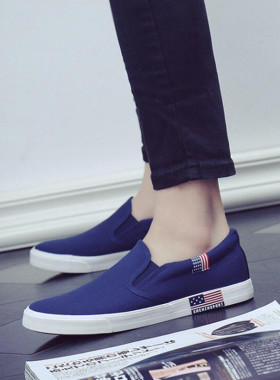 春季透气男鞋简约休闲百搭布鞋套脚懒人一脚蹬防臭大码鞋454647码