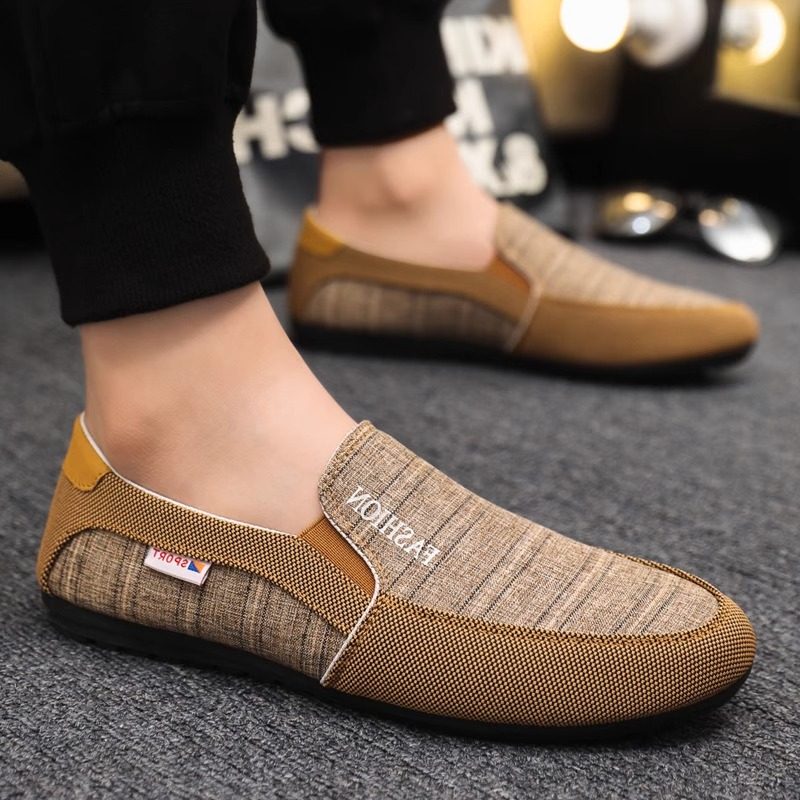 老北京布鞋软底男鞋懒人一脚蹬套脚透气豆豆鞋开车工作轻便休闲鞋