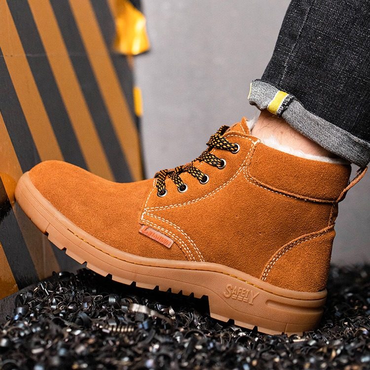 高帮劳保鞋男牛皮牛筋软底工作鞋
