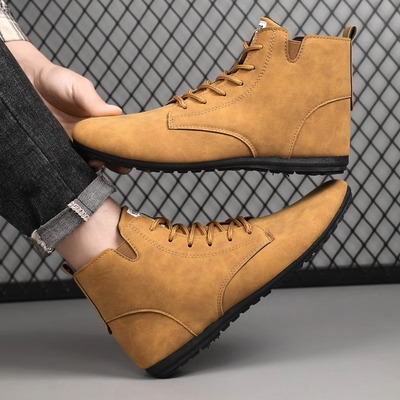 休闲反绒皮男靴子韩版短靴男鞋子
