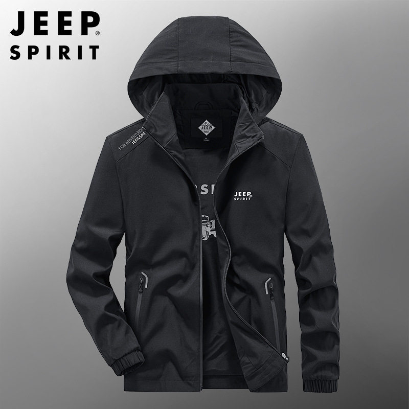 主推jeep 男装夹克新款春秋季户外连帽运动茄克男外套