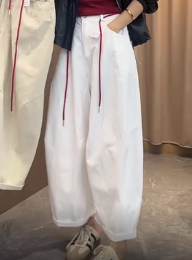 设计感洋气高腰弯刀气球裤女2025早秋新款百搭宽松显瘦休闲牛仔裤