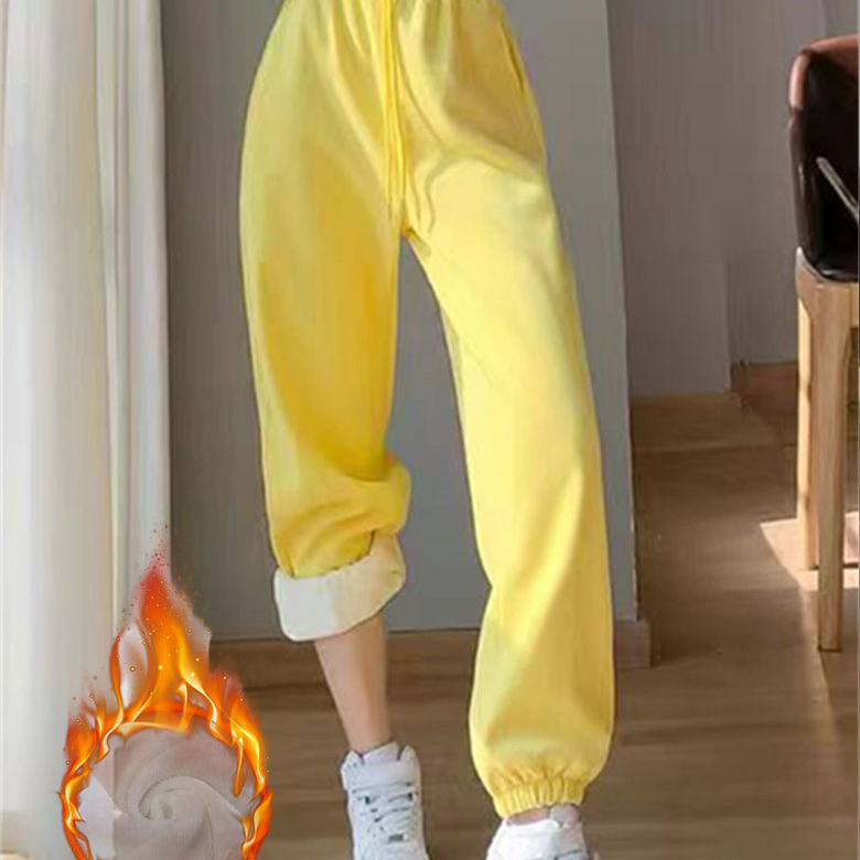 高腰显瘦休闲裤女2025冬季新款加绒加厚宽松百搭时尚运动小脚裤潮