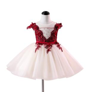 六一儿童演出服红色男女童礼服蓬蓬纱裙中小学生红歌合唱团表演服