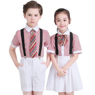 元旦儿童节演出服小学生大合唱表演服装学院风男生背带裤夏季套装
