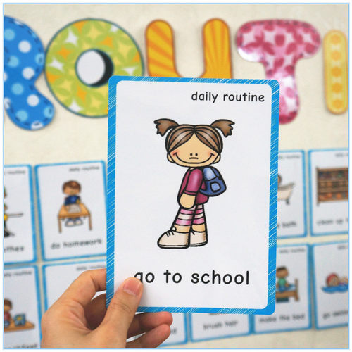 daily routine英语日常短语闪卡生活用语词组早教师具启蒙幼儿园