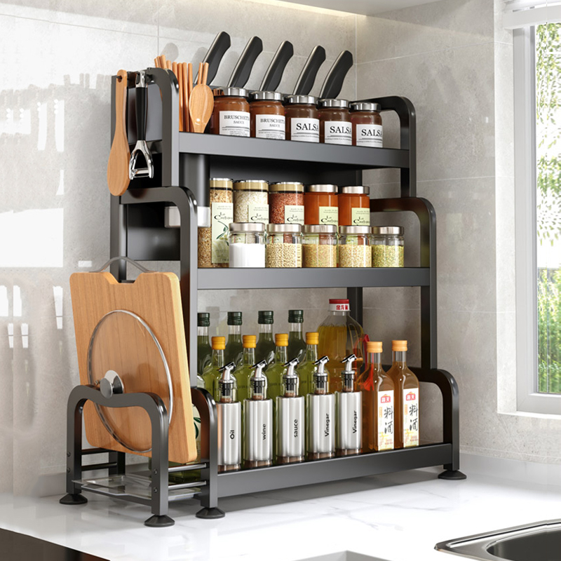 调味品多层收纳墙角台面置物架