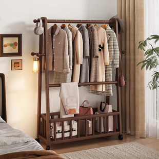 实木落地挂衣架卧室内家用床尾晚上放衣服次净衣架高级感衣帽架子