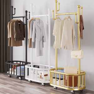 衣架落地卧室挂衣架可移动带轮家用室内网红轻奢晾衣架简易衣帽架