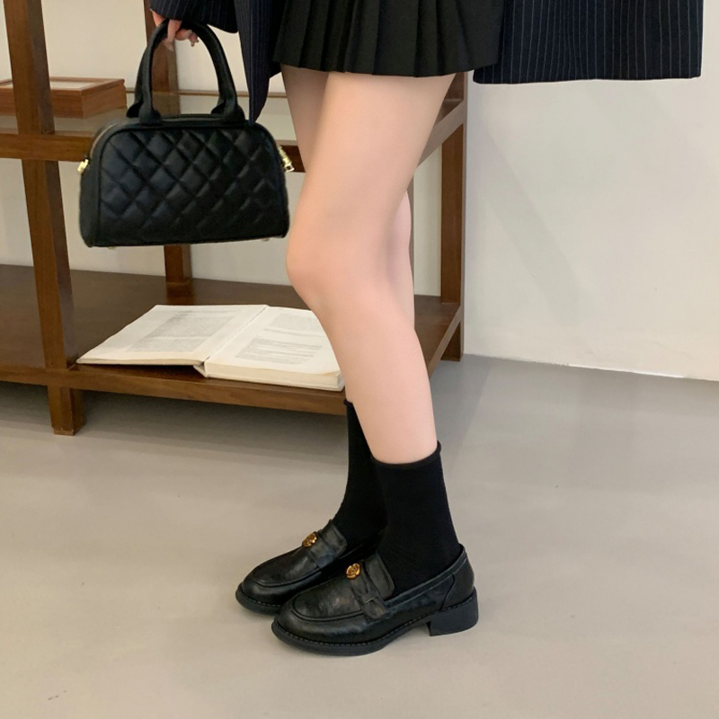 英伦风平底一脚蹬金属扣休闲单鞋