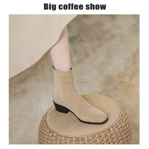 新款方头内增高瘦瘦靴韩版