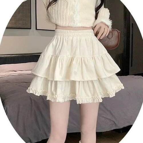 2026白色蛋糕裙女春夏季高腰显瘦小个子A字防走光短裙蓬蓬半身裙