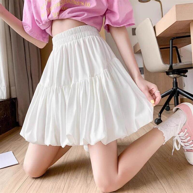 梨型身材微胖半身裙女夏2026新款小个子高腰时尚a字花苞蓬蓬短裙