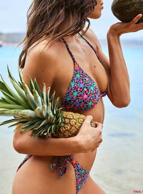 trop*k 澳洲 欧美性感女士分体跨境印花系带比基尼女士泳衣