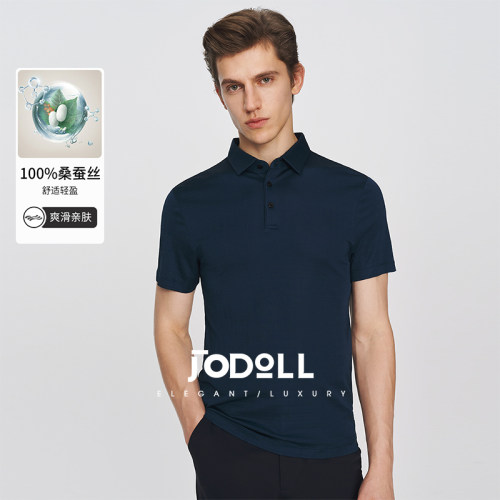 乔顿男高端商务纯桑蚕丝短袖POLO