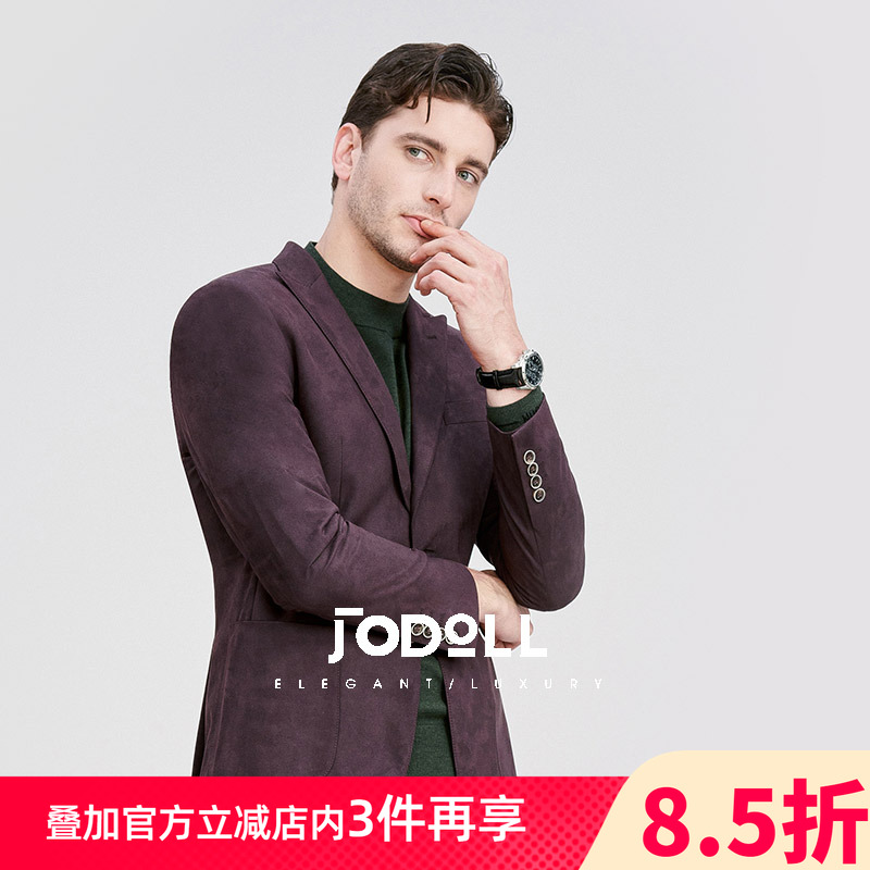 绒面休闲西服JODOLL百搭修身