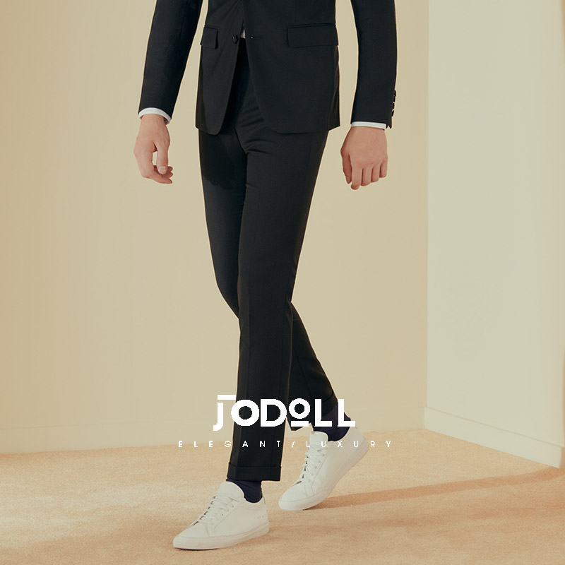 JODOLL乔顿男商务正装舒适西裤潮流休闲通勤黑色绵羊毛西装裤长裤