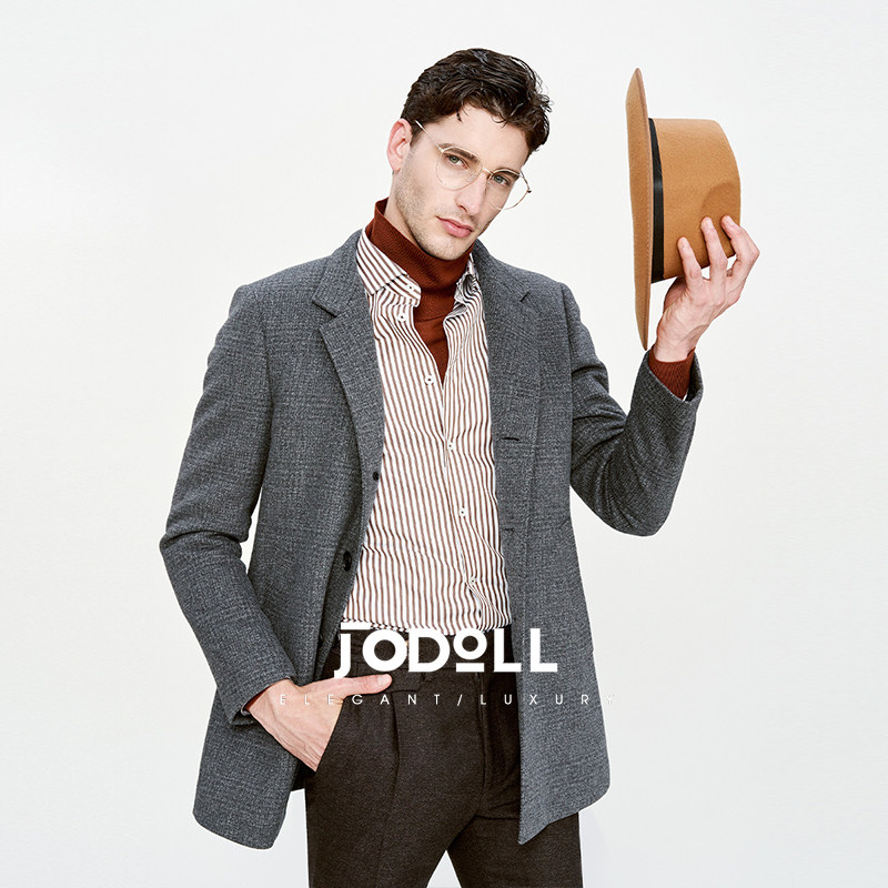 JODOLL乔顿【羊毛桑蚕丝】男士毛呢大衣宽松商务休闲立领羽绒外套,男装,毛呢大衣,淘宝优惠券,粉丝福利购,淘宝优惠卷