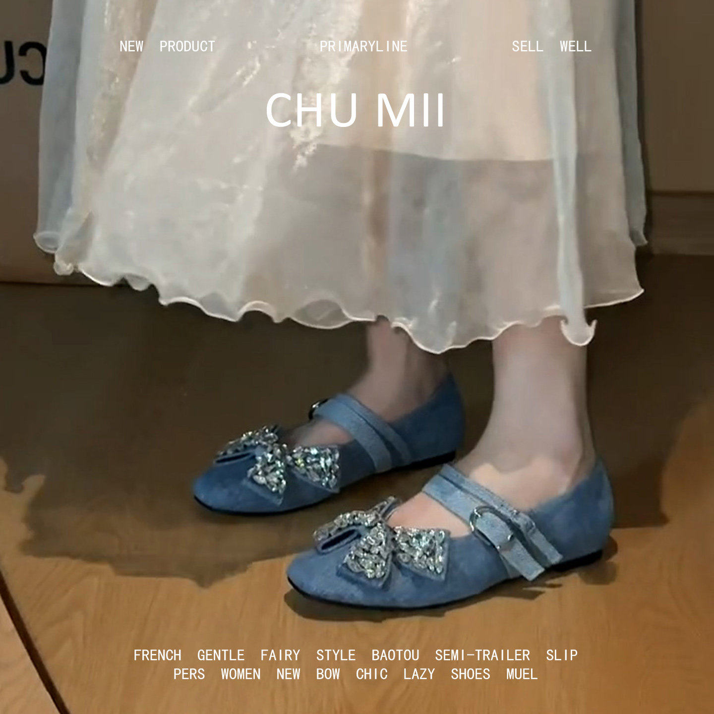 羊皮版~蓝色蝴蝶结软底单鞋女法式甜美玛丽珍鞋浅口平底圆头瓢鞋