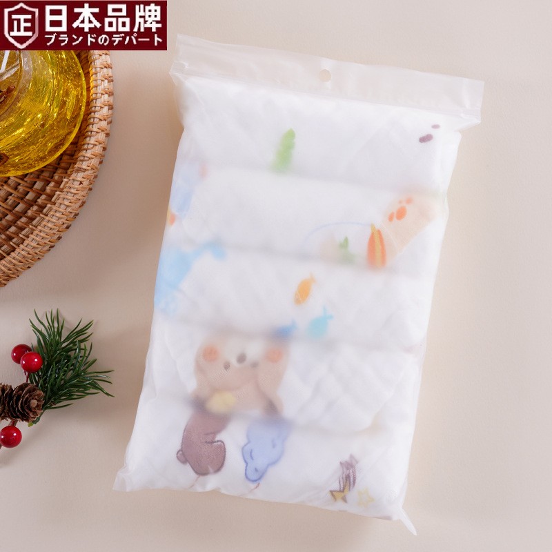 日本进口纯棉六层纱布儿童毛巾纱布毛巾5条组合装a类小方巾洗脸毛