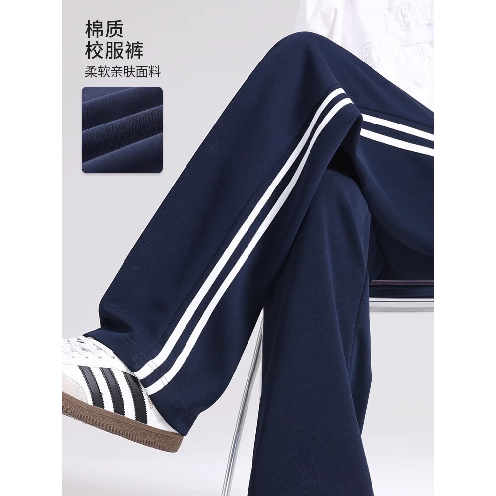 香港专柜正品两条杠校服裤子男2026夏季直筒休闲裤青少年卫裤宽松