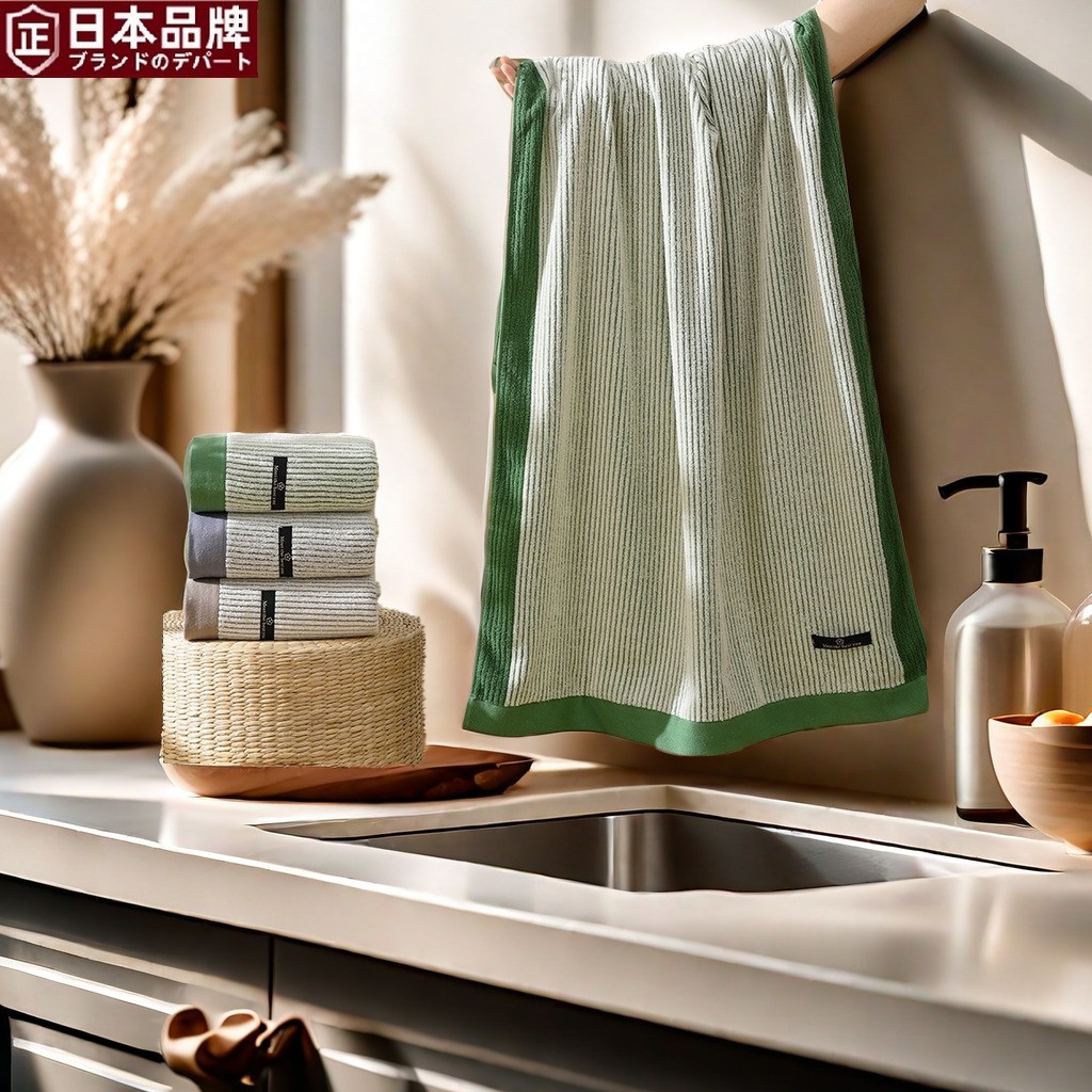 日本进口纯棉毛巾B类洗脸面巾洗澡大浴巾二件套成人家用条纹套巾