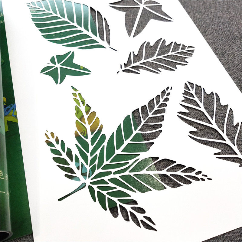 枫叶镂空模板拓印叶子组合手绘平涂创意美术涂鸦型染上色029