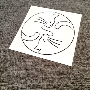 猫镂空创意美术手绘T恤包包涂鸦喷雾筛粉描画刺绣拓印模板923