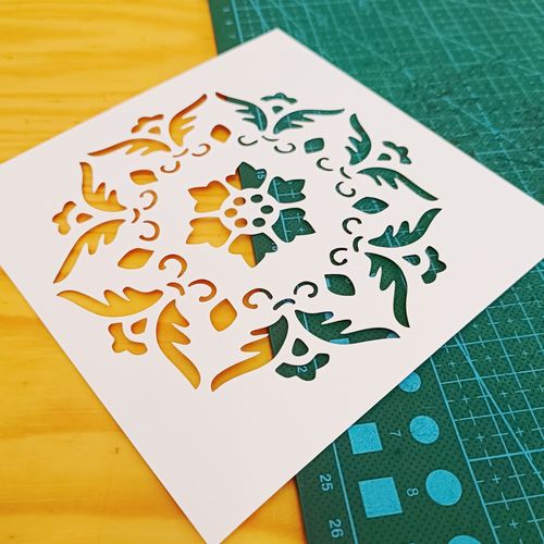 宝相花纹镂空拓印描画国风经典