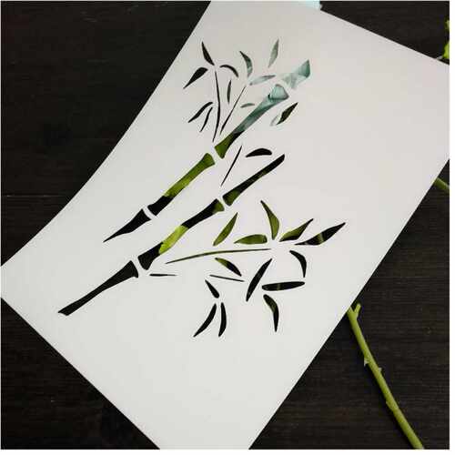 竹子模板枫叶花朵野果创意美术