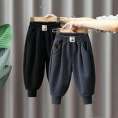 小童休闲裤 男童裤 外穿一体绒宝宝长裤 新款 男童宽松潮 子加绒秋冬装