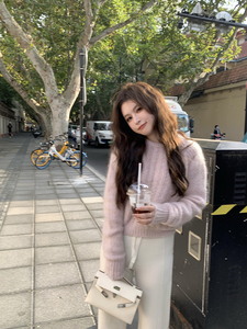 豆豆早安 香草奶盖 羊绒马海毛温柔系毛衣女秋冬软糯针织衫上衣