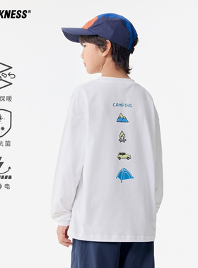 DK童装春季山系女男童7A抗菌趣味长袖T恤儿童中大童休闲打底衫潮