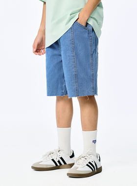 DK童装2025夏季女男童复古美式毛须牛仔短裤儿童中大童休闲裤子